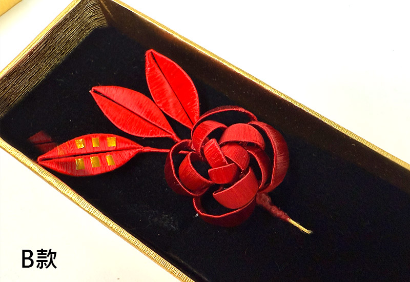 傳統紅春仔花(玫瑰)夾/胸針/髮梳